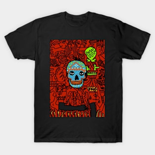 MaleMask NFT with MexicanEye Color and DarkSkin Color - Doodle Style T-Shirt